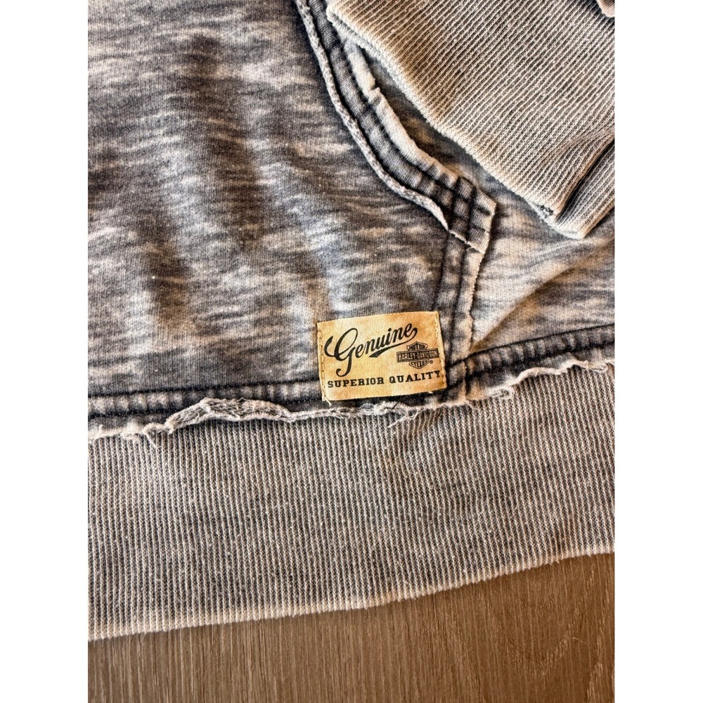 Harley Davidson Womens XL Gray Burnout Full Zip Eagle Graphic Hoodie Sweatshirt - Picture 7 of 14